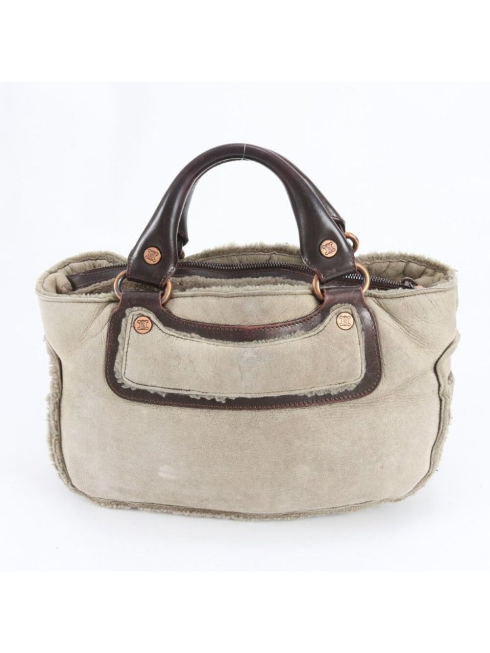 Celine Boogie Leather Handbag Tote Beige Mee - Picture 3 of 10